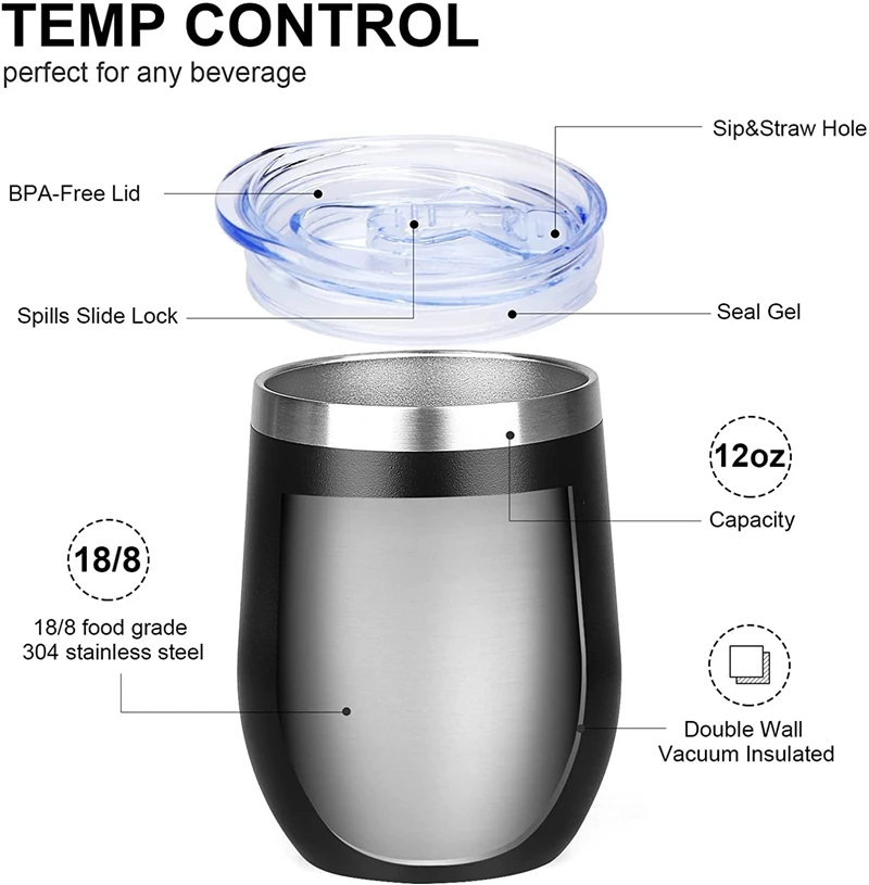 12oz Stanley Stainless Steel Wine Copo Cafe Double Walled Insulated Tumblers With Straw Egg Tumbler Travel Caneca Térmica Tasses