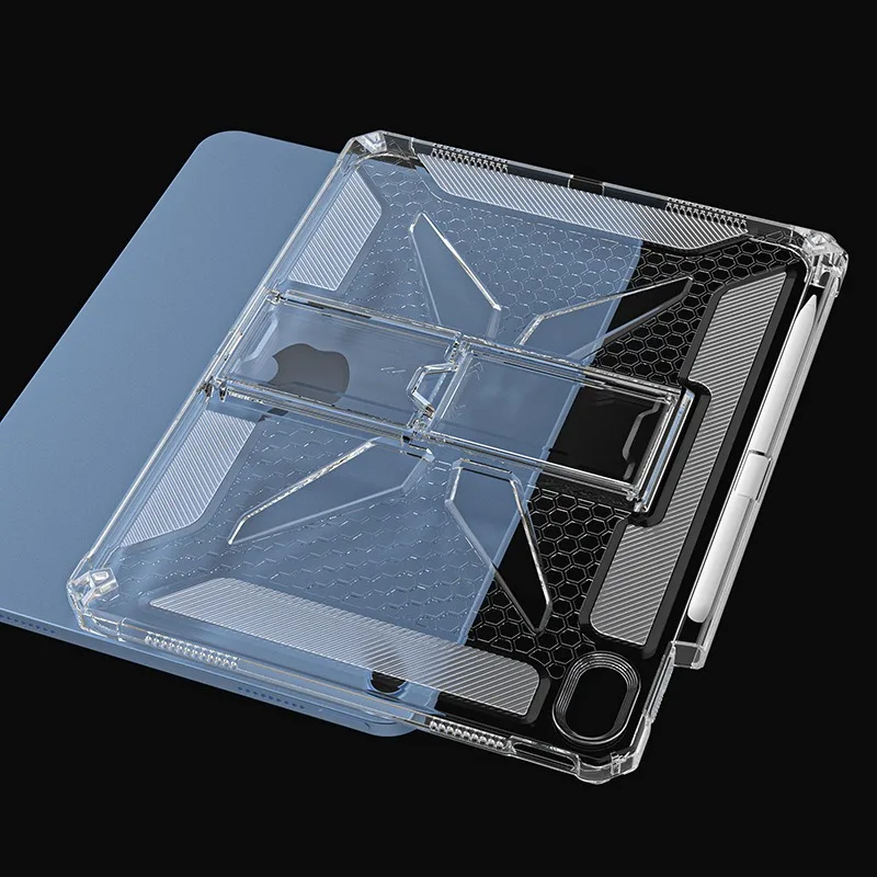 Premium Transparent Stand Tablet Case with Pencil Holder Cover
