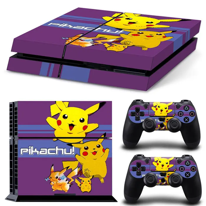 Japan Cartoon One Piece Luffy Pokemon Vinyl Skin Sticker for PS4 Slim Console and 2 Controllers Decal Cover Game Accessories 