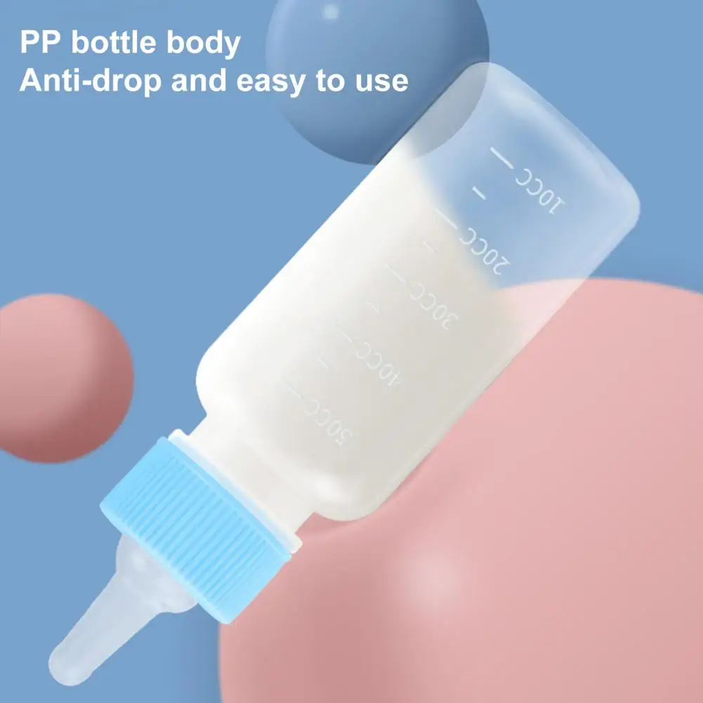 Pet Milk Feeder Soft Nipple Pet Bottle Scale Soft Nipple Feeding Bottle Kits for Newborn Pets 50ml/120ml Silicone for Kitten