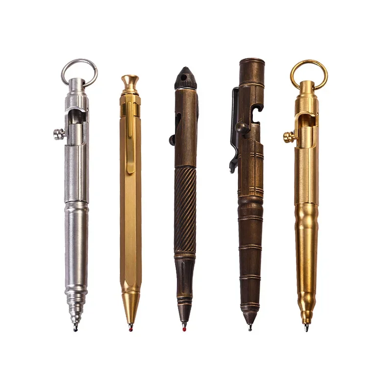 

1PCS NEW Portable EDC Tungsten Steel Head Brass Pen Creative Retro Pure Copper Bolt Type Bamboo Type Self-defense Tactical Pen