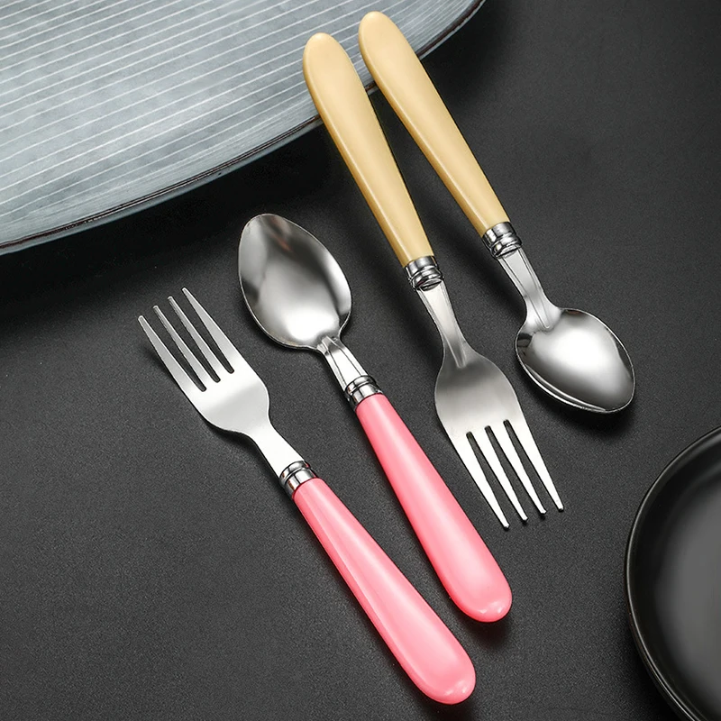 Cutlery Set 2Pcs/Set Portable Spoon Fork Combination Travel Tableware Stainless Steel With Box For Kid School