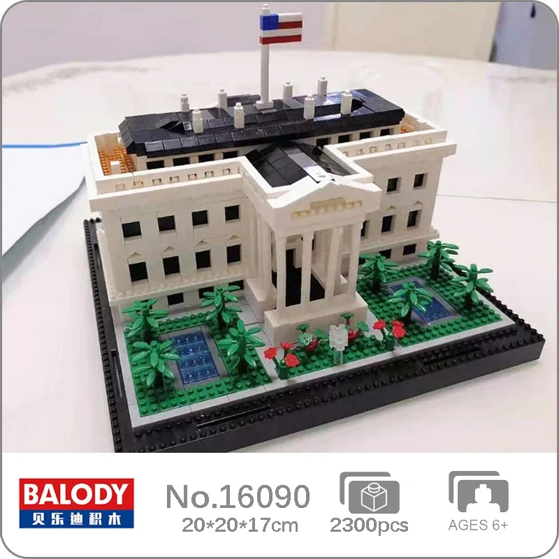 Balody 16090 World Architecture The White House Flag Tree Palace Diy Mini Diamond Blocks Mattoni Building Toy For Children No Box