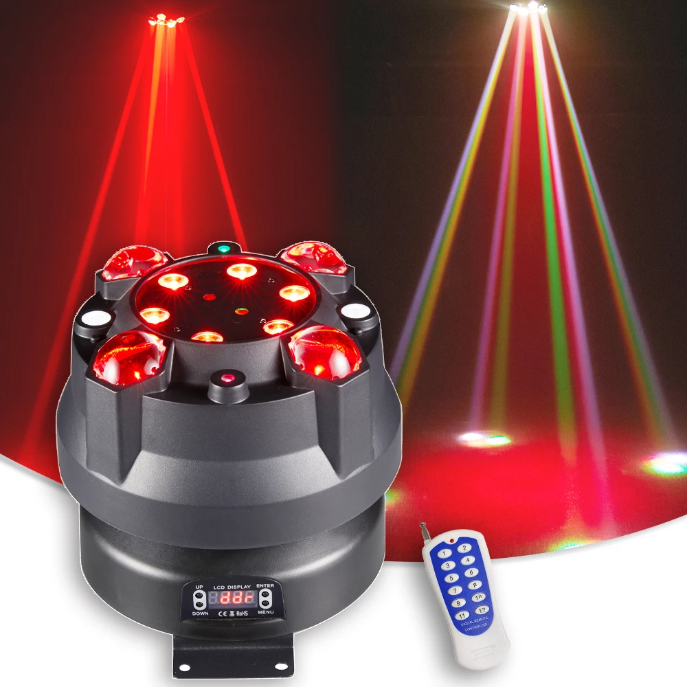 

RGBW LED Infinite Rotation Effect Stage Light DMX Remote Wash Strobe Laser Pattern Beam Party Show Music DJ DISCO KTV Lighting