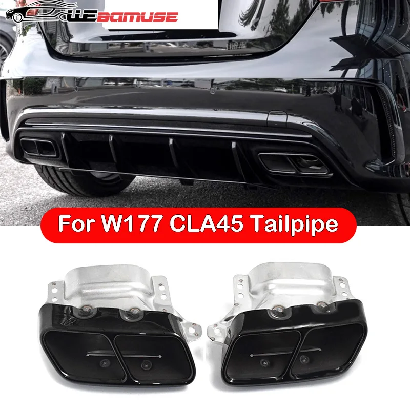 For Mercedes-Benz W176 A180 A200 A260 Muffler Tailpipe Upgrade A45 Bumper Stainless Steel Square Exhaust System