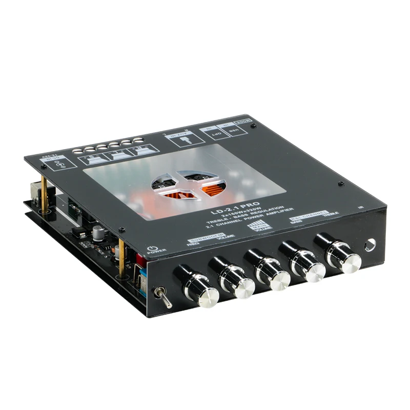 2.1 채널 블루투스 앰프 보드 320W 하이파이 서브우퍼 오디오 앰프 (고음 및 저음 조절 기능 포함) AUX DC 12/32V DIY 스피커용