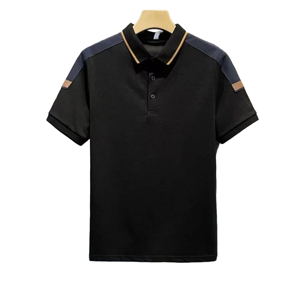 

Business Casual Tops T Shirt Work Blouse Business Button Collar Casual Mens Office Shirt Slim Fit Splicing Summer