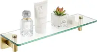 Kokosiri Wall Shelves Floating Shelf 16'' Stainless Steel Bathroom Hardware Tempered Glass Small Hanging Rack For Storage/Room 1