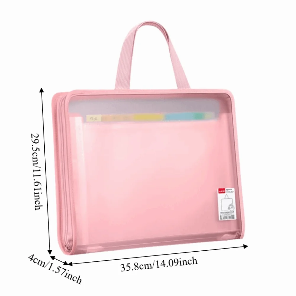 Cartella portadocumenti trasparente con 13 scomparti, borsa porta documenti durevole di grande capacità, portatile e multifunzionale - immagine 5