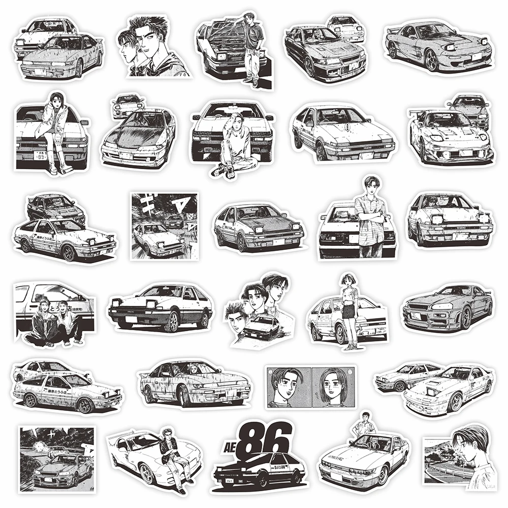 10/30/75PCS Initial D Anime Stickers Cartoon Kids DIY Funny Decals Gift DIY Suitcase Phone Skateboard Fridge Helmet Cool Toys 4