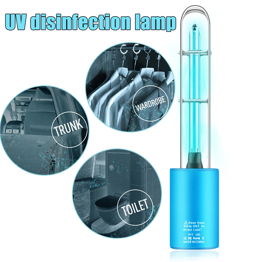 UV 살균기 램프 공기 청정기, USB 충전식 자외선 오존 UV 살균 조명, 가정용 차량용 휴대용 살균 조명