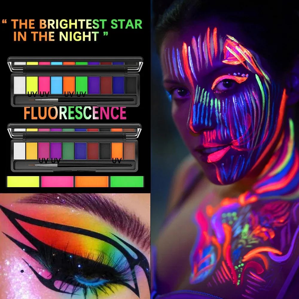 20ml Body Art Uv Glow Neon Face Paint Fluorescent Bright Fluo Luminescent  Party Festival Decoration Cosplay Makeup 
