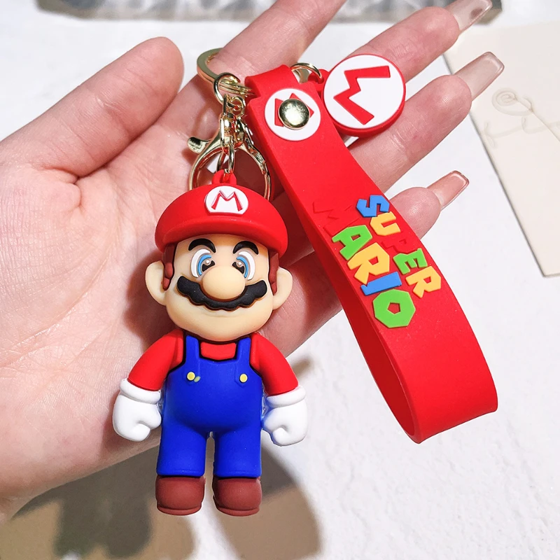 LLavero de dibujos animados de Super Mario Bros para niños, Accesorios de figuras de acción, mochila escolar, colgante, figuras de Anime, juguetes Kawaii, regalo de cumpleaños