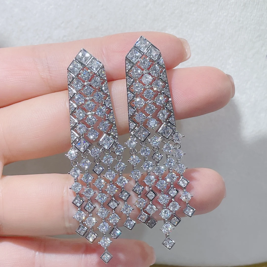 

Luxury Irregular Earrings Full Pave Cubic Zirconia Engagement Party Drop Dangle Earrings Jewelry For Women E6436