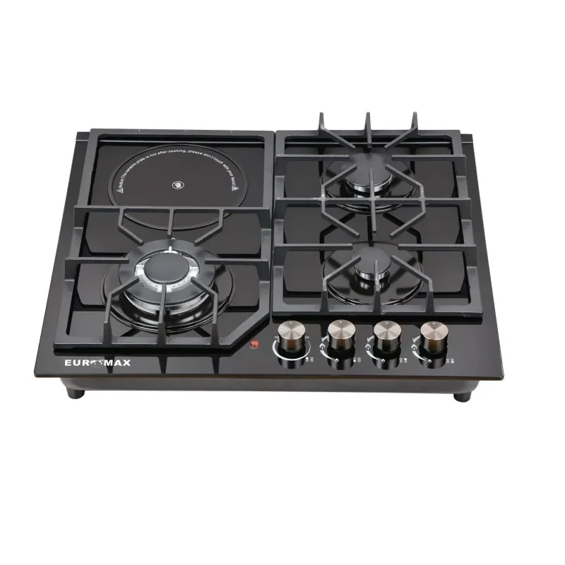 Factory ODM 3 Gas & 1 Electric Gas Cooker 4 Burners Built-In Glass Cooktops LPG/NG Gaz Stove Parts Cook Top Hobs