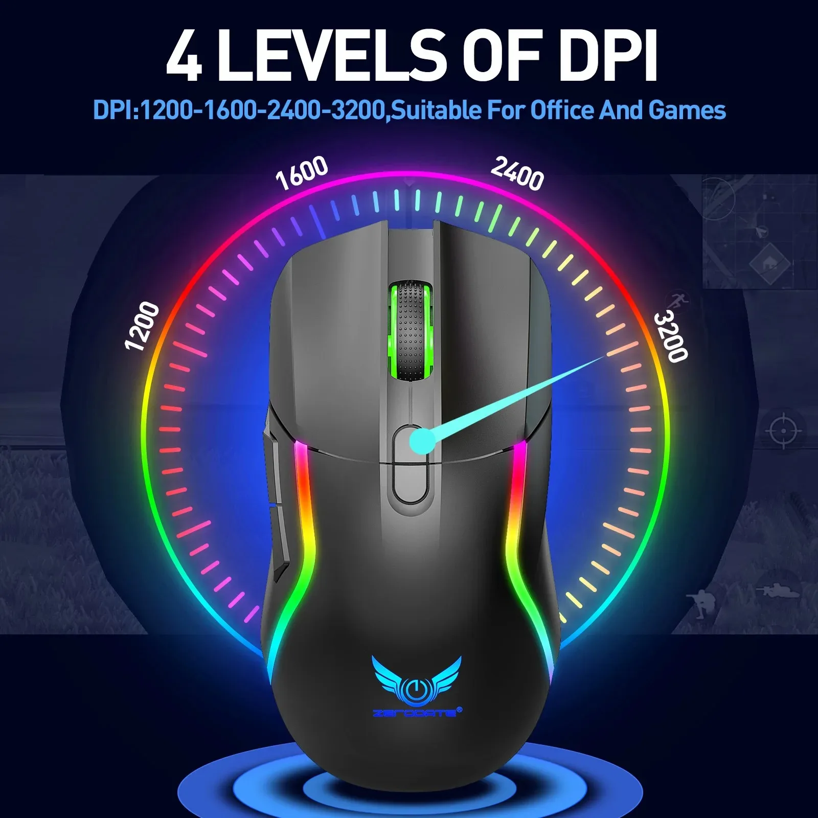 Wireless Mouse Gaming Mouse Wireless Mouse 2.4G RGB Mouse Esports Gaming 3200DPI 8 Buttons Rechargeable For MacBook Pro PC Computer Laptop Mice