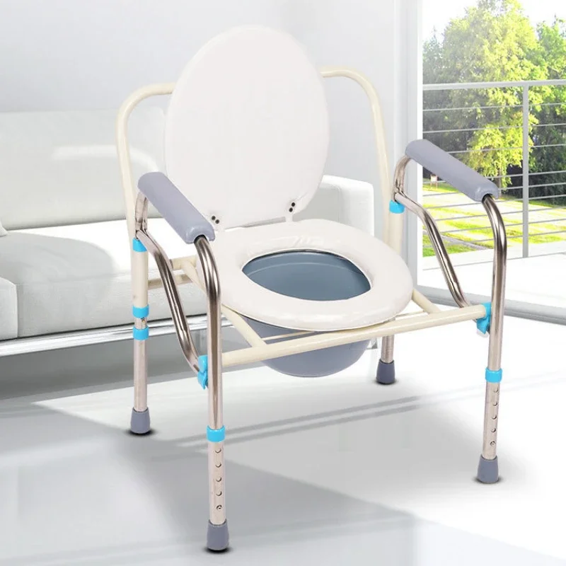 Stainless Steel Toilet Chair Elderly Commode Seat Adjustable Height Pregnant Bath Chair Senior Mobility Toilet