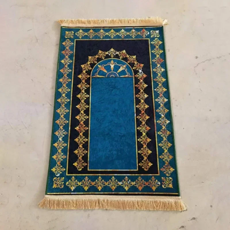2023 Muslim Non Slip Print Prayer Rug Soft Worship Mat Turkish Islamic Kaba Prayer Mats Padded Rugs Meditation Rug Islamic Gift