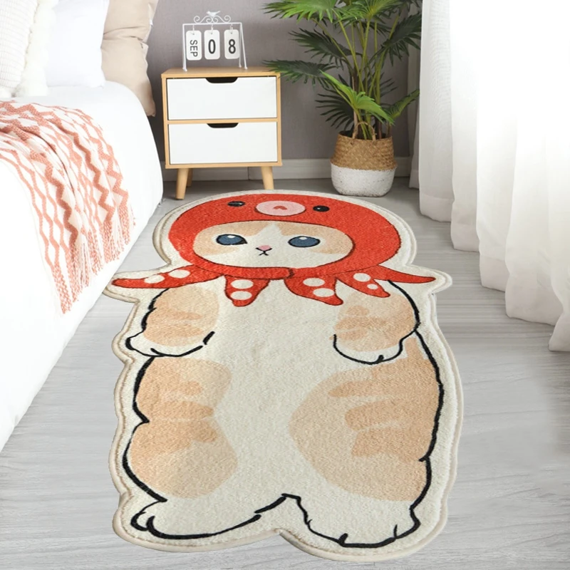 Cartoon Cat Rug Bedroom Bedside Carpet Irregular Cute Children's