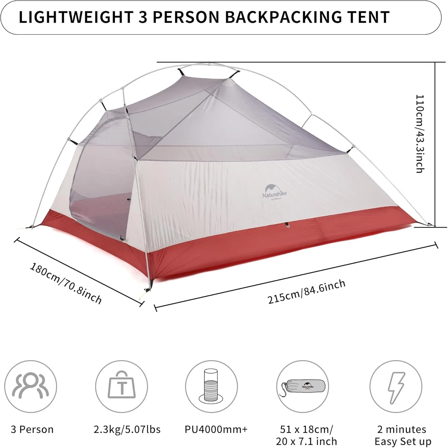 Naturehike 2025 New Cloud 1-3 Person Camping 5