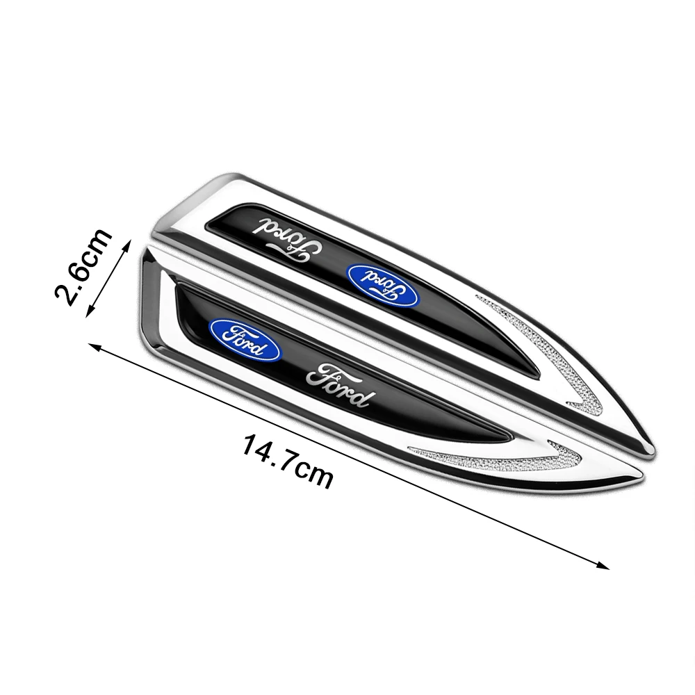 2 Stück Auto-Styling Seitenflügel-Karosserie-Emblem-Aufkleber Messer-Abzeichen Dekoration für Ford Fiesta Focus 2 MK3 Mondeo MK4 Mustang Ranger – Detail 2