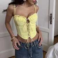 2025 Beach Bandage Women Vest Sling Hollow Out Ruffles Slash Neck Backless Sleeveless Female Top Summer Elegant Lady Blouse - Image 4