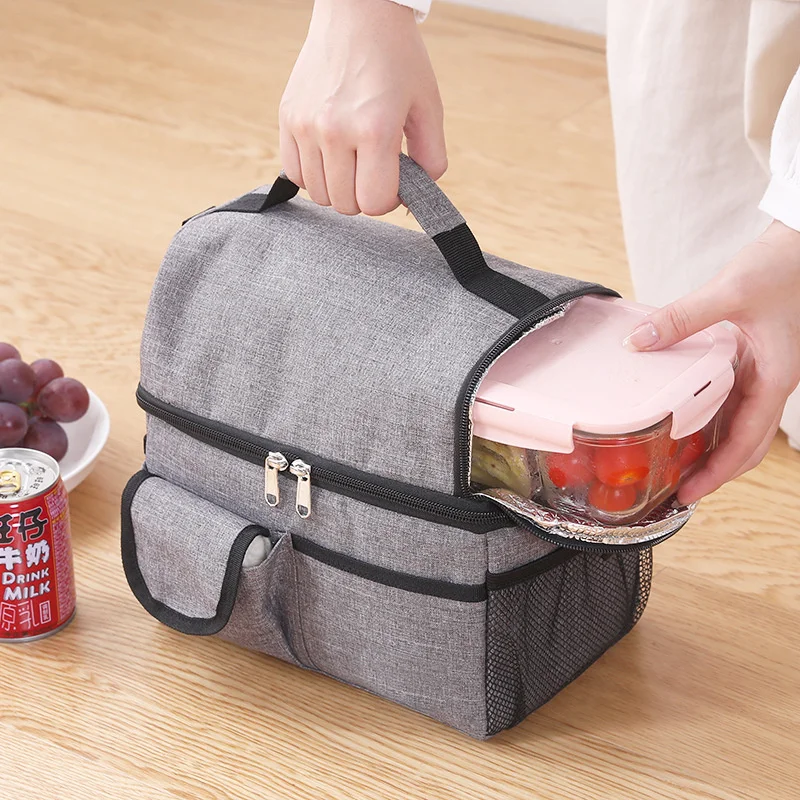 Large Capacity Insulated Lunch Bag for Women Portable Oxford Picnic Waterproof Cooler Food Storage Thermal Messenger Handbag