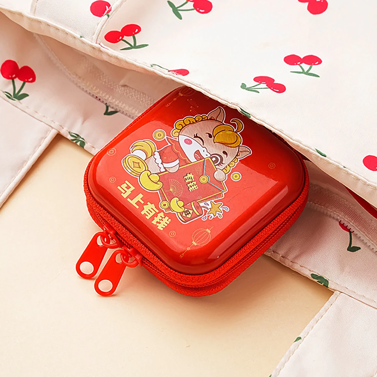 2026 New Year Coin Purse Gift Wallet Bag Travel USB Cable SD Card Holder Case Spring Festival Party Gift for Kids Storage Box
