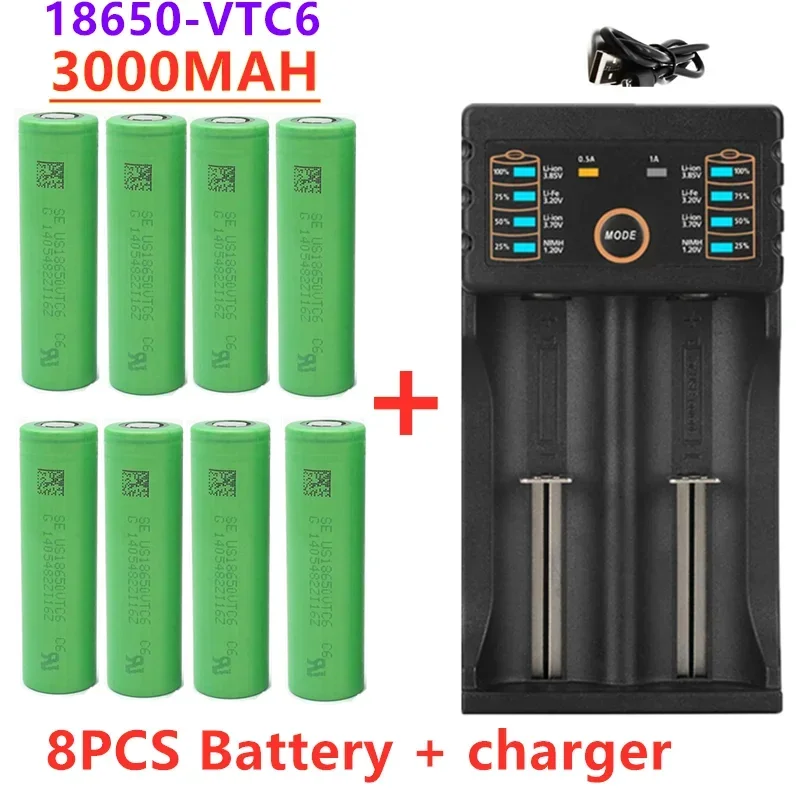 

New 18650 VTC6 3.7V 3000 MAh Battery Is Originally Suitable For US18650 30A, Toy Tools, Flashlight Battery+USB Charger