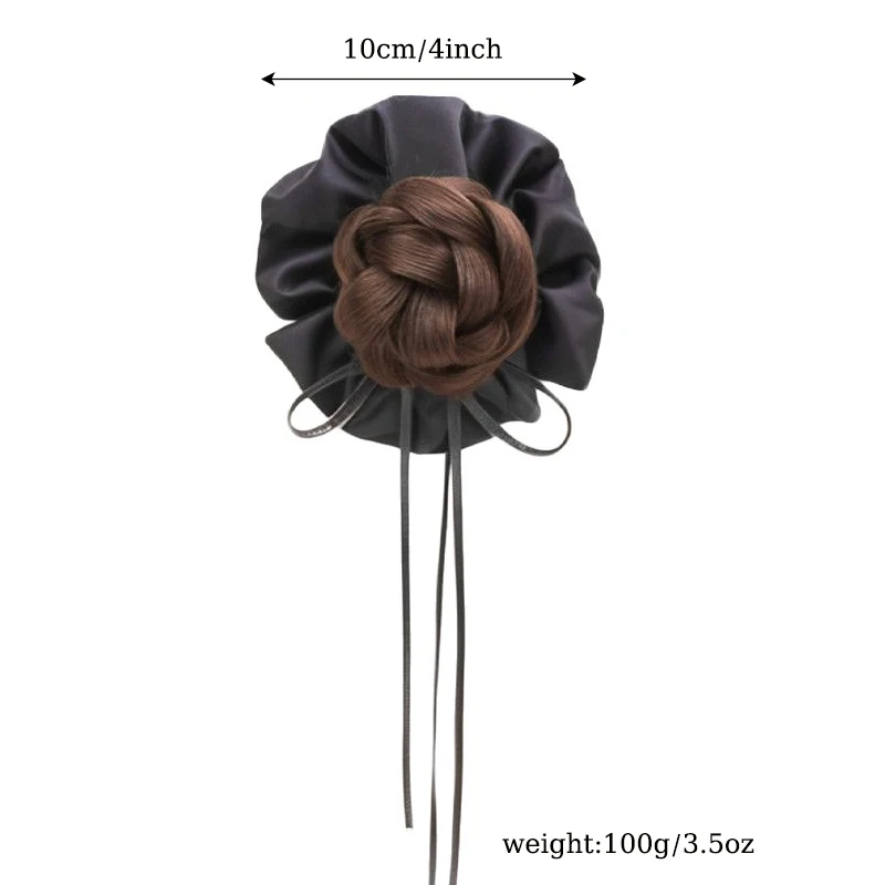 Synthetic Balletcore Hair Bun Wig Claw Clip Bun Hair Extensions Braided Updo Hair with Hair Accessories for Women Daily Party