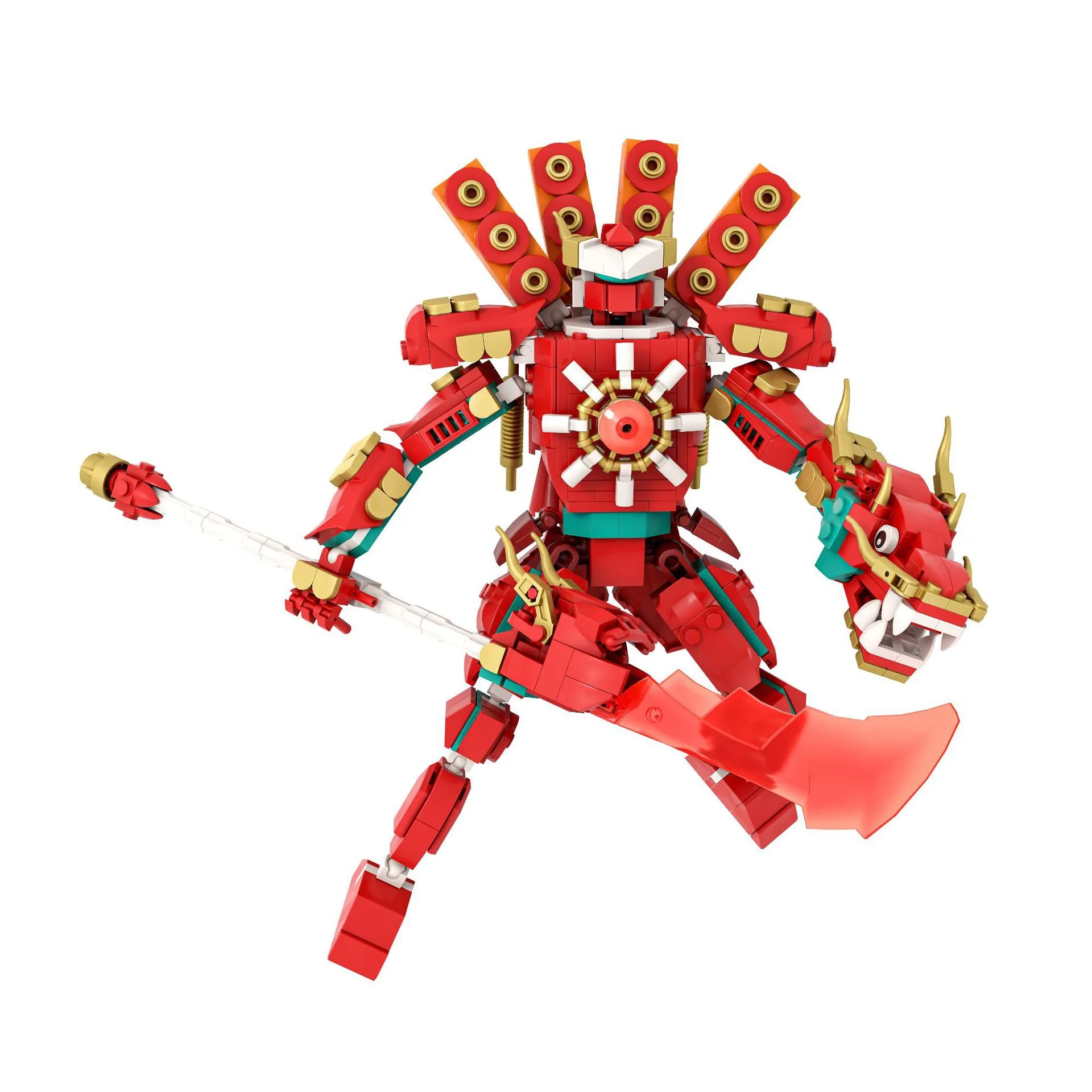 Moc Skibidi Toilet Red Dragon Long Knife Sound Man Set Scientist Camera Speaker Brick Toy Regali Di Compleanno Per Bambini