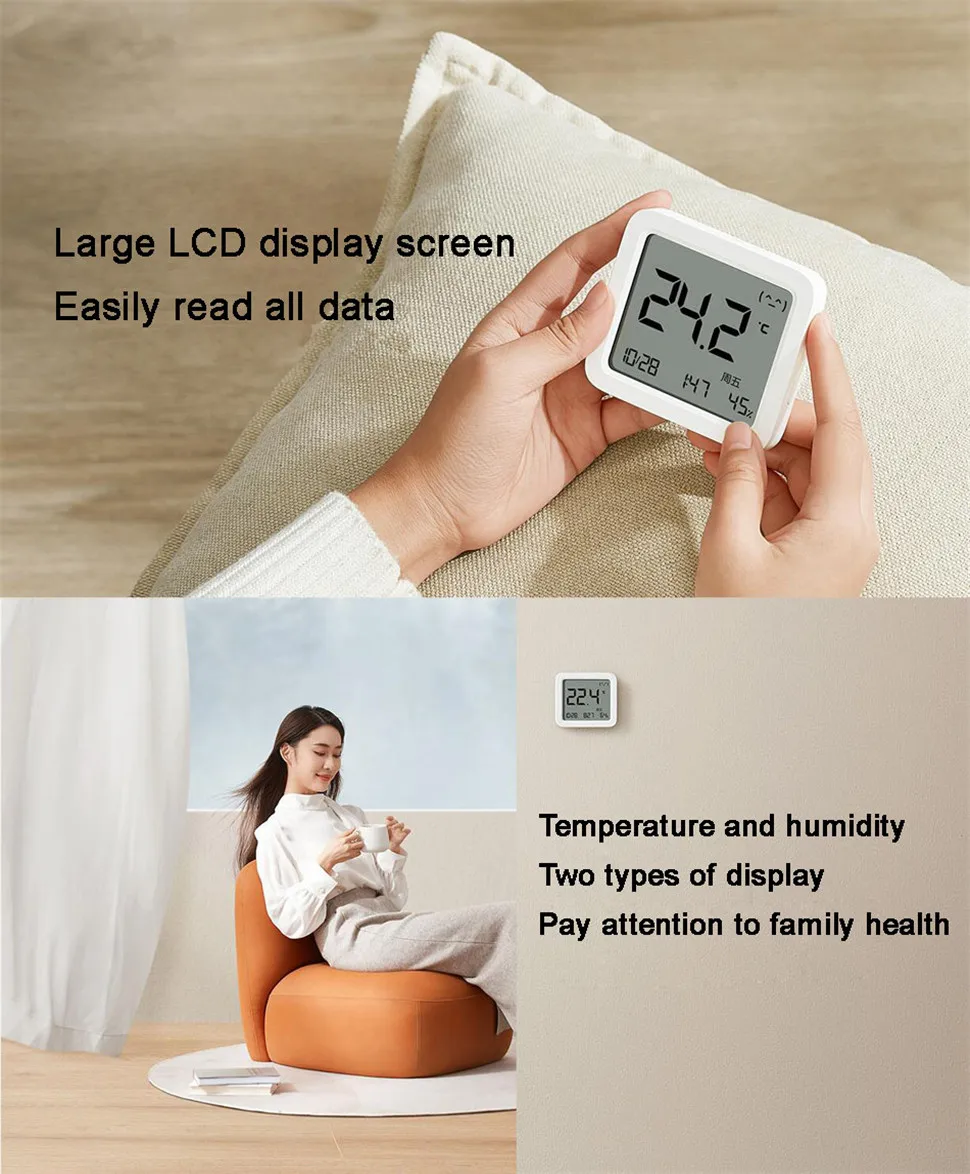 Smart thermometer Xiaomi Mijia Bluetooth 3 wireless digital hygrometer temperature and humidity work with Mijia APP