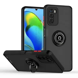 Luxury Matte Ring Holder Shockproof Armor Phone Case - G STYLUS 2024 5G (Black Red)