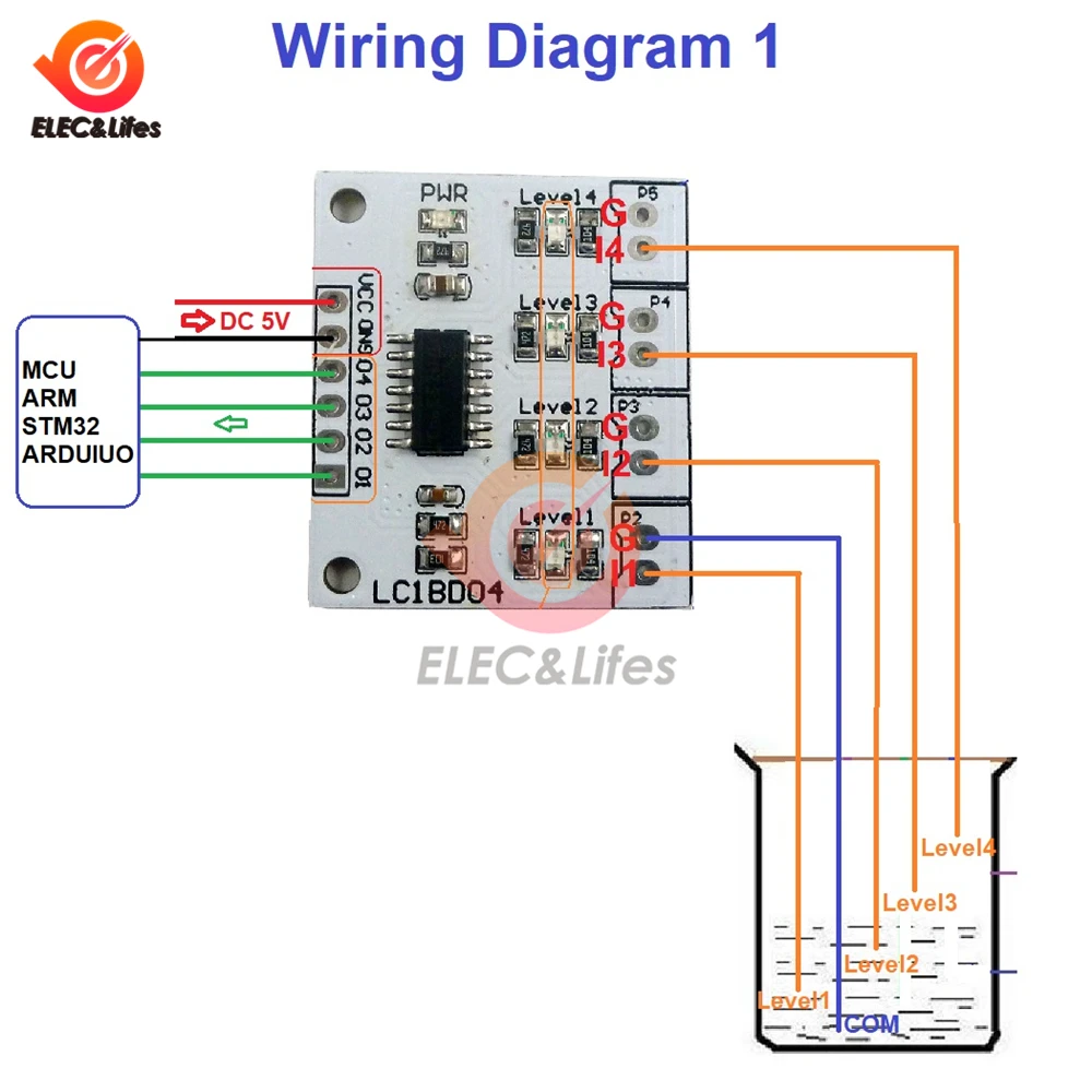 DC 5V 7-12MA 4 Digital Water Liquid Level Indicator Board Controller Sensor Switch Module for Fish tank Water Tower