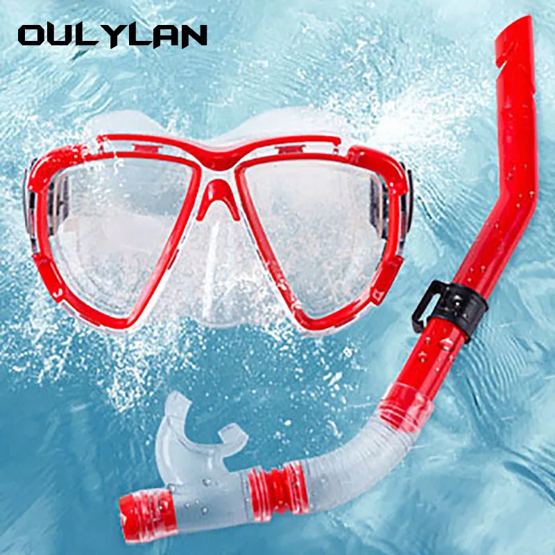 

Oulyaln Diving Snorkeling Breath Masks for Adults Tube Set Glasses for Women Men Anti-slip Swimming Water Sports Equipment