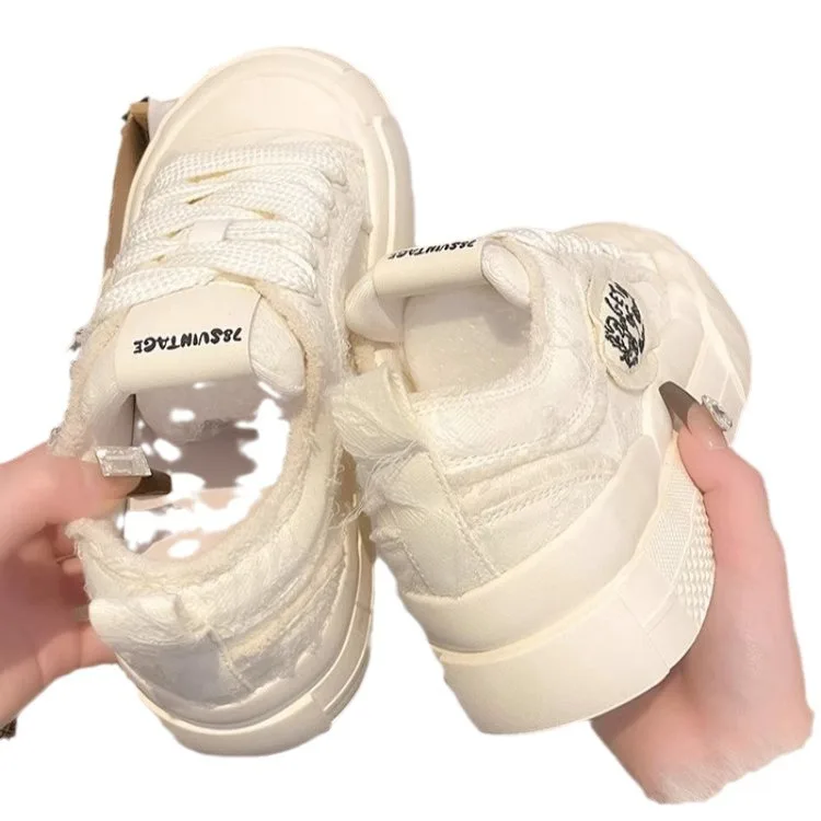 2025Women Platform Flat Canvas Shoes Woman Design Casual Trainers Ladies Autumn New Thick Bottom Board Sneakers Zapatos De Mujer