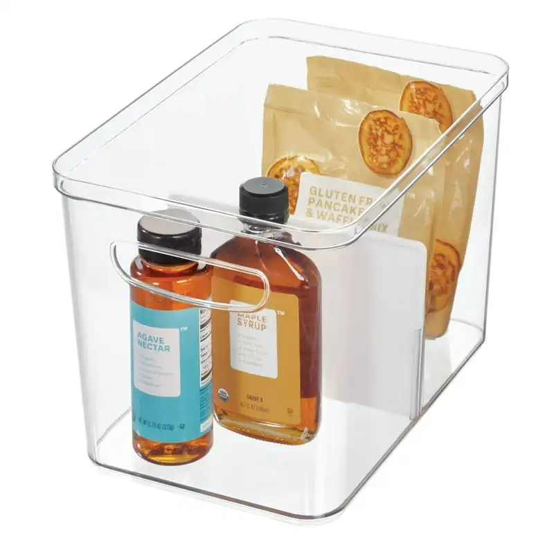 

Clear Divided Food Storage Pantry Bin with Handles, 8" x 12" x 8"