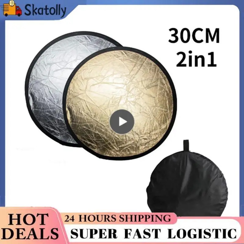 Camllite 2 in 1 접이식 은빛 골든 스튜디오 카메라 플래시 포토 디스크 디퓨저 반사판, 60cm