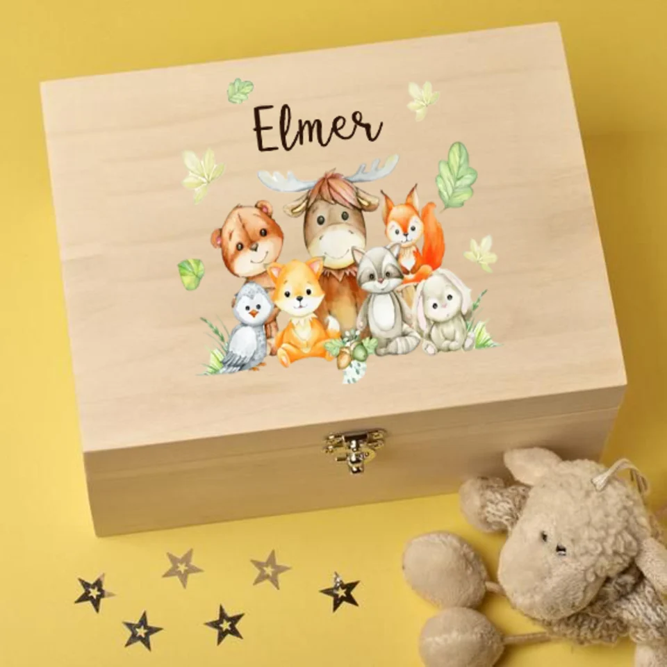 Personalized memory box made of untreated wood with name,For storage and  decoration , Baptism Birth - AliExpress, image size:960x960