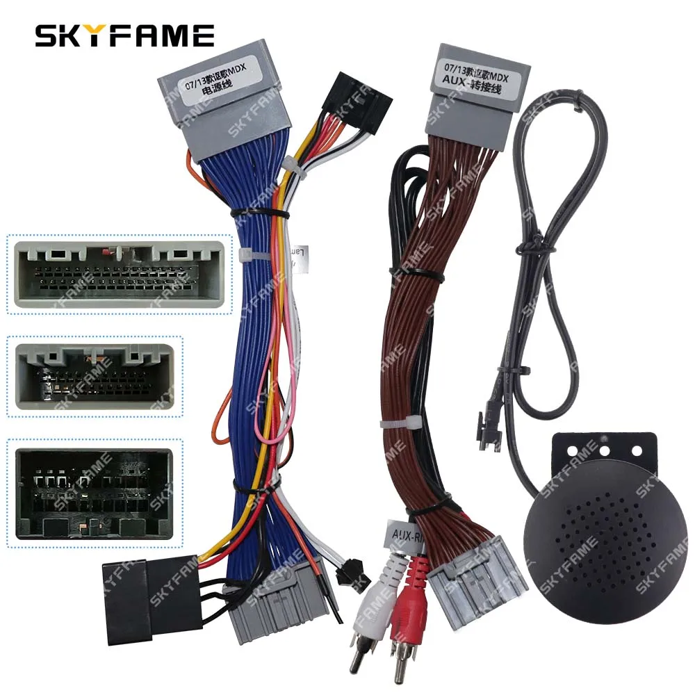 SKYFAME Car 16pin Wiring Harness Adapter Android Radio Power Cable For Acura MDX