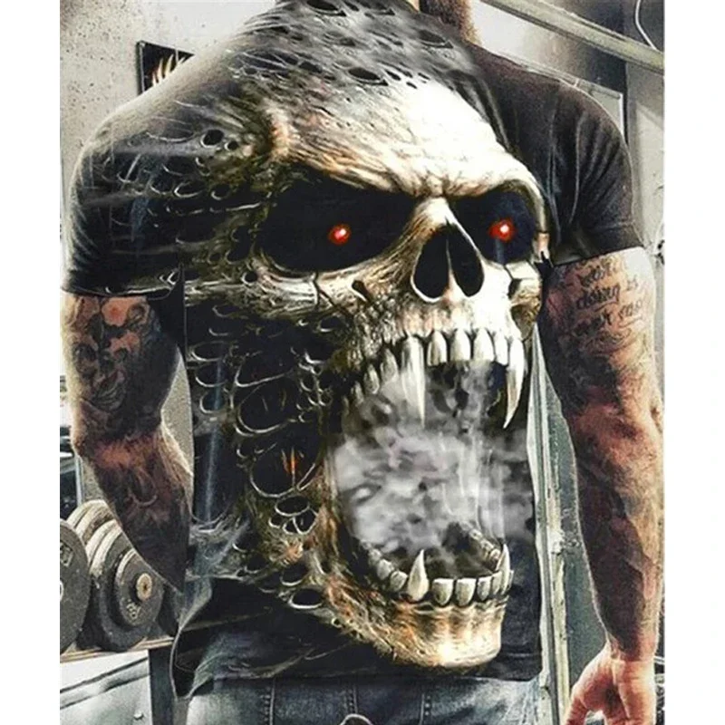 

Skulls T-shirts for Men 3d Printed Design Short Sleeve Tops T Shirt Fashion Vintage Skull Streetwear Oversized Tops Man Clothing