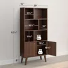 Milo Mid-Century Modern Bookcase with Six Shelves, Two Doors, and Brushed Brass-Finished Knobs 3