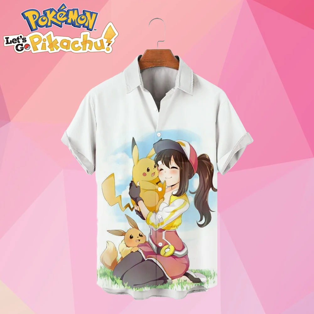 2021 nova camisa de manga curta dos desenhos animados da camisa de fundo do  preto solto do verão do pokemon pikachu - AliExpress