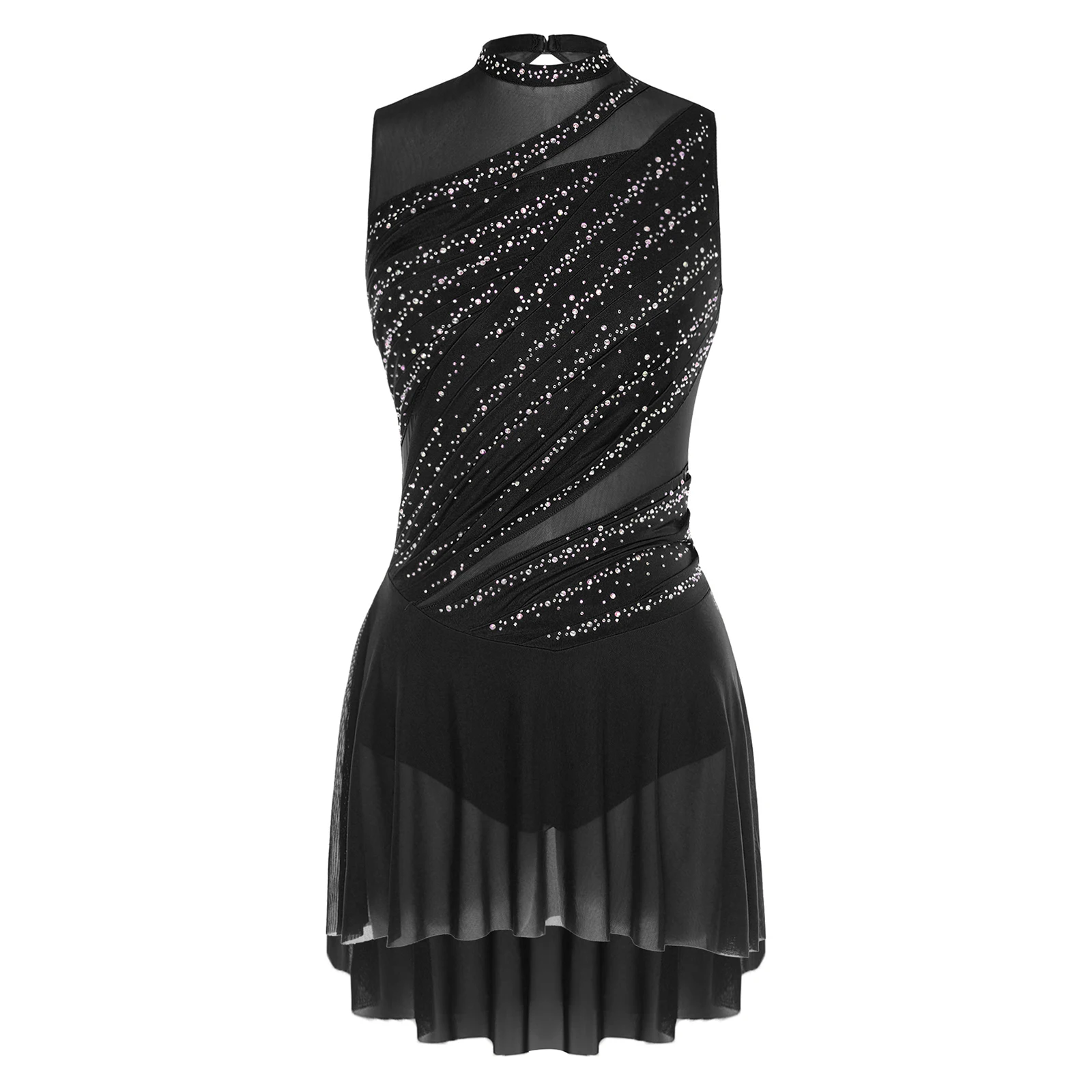 Damen Strass-Verziertes Ballett- und Lyrisches Tanzkostüm Gymnastik-Trikot Eiskunstlauf-Kleid Zeitgenössisches Tanzkleid – Detail 7