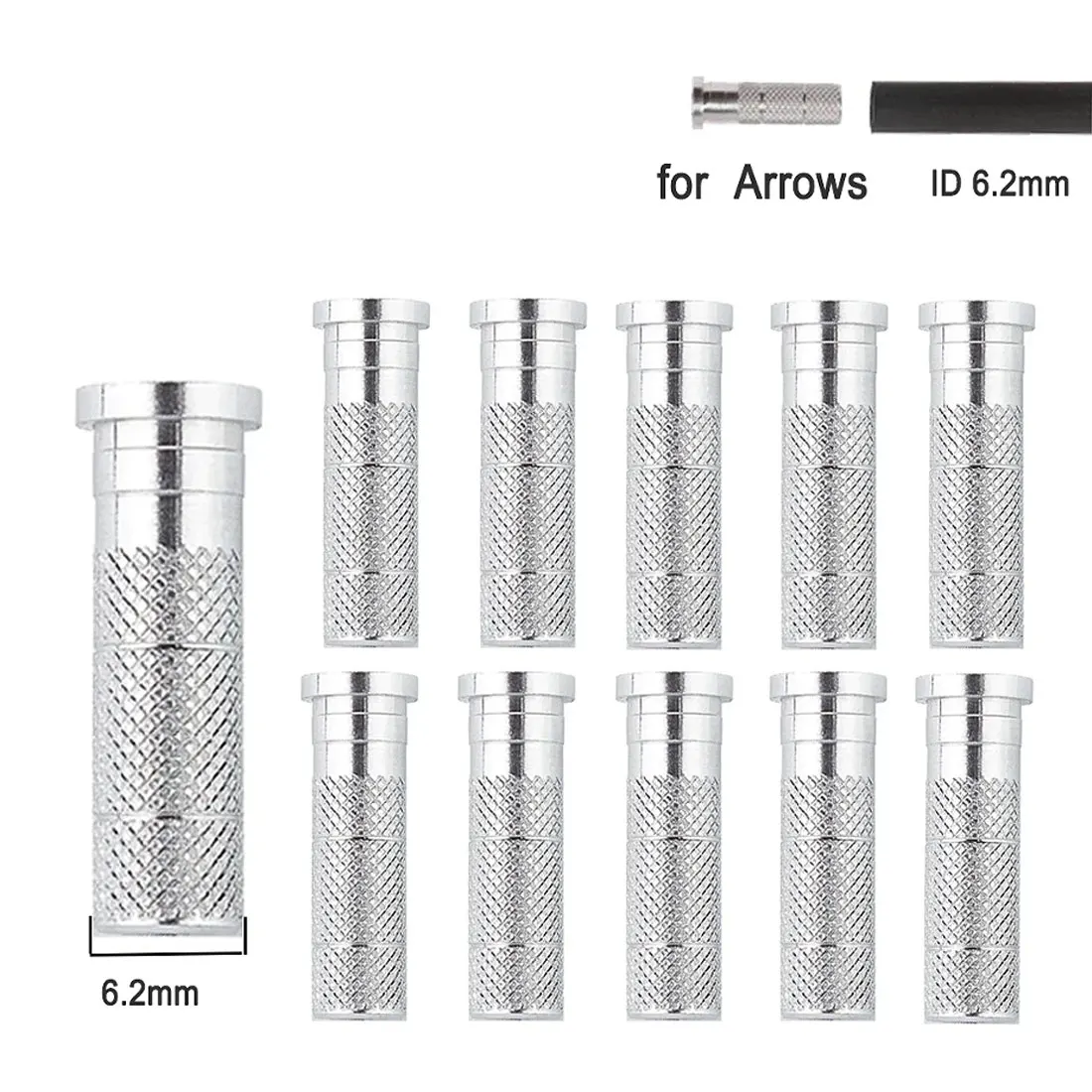50pcs Aluminum Insert for Carbon Arrow Shafts ID 6.2mm Top Quality Hunting Shooting Accessories