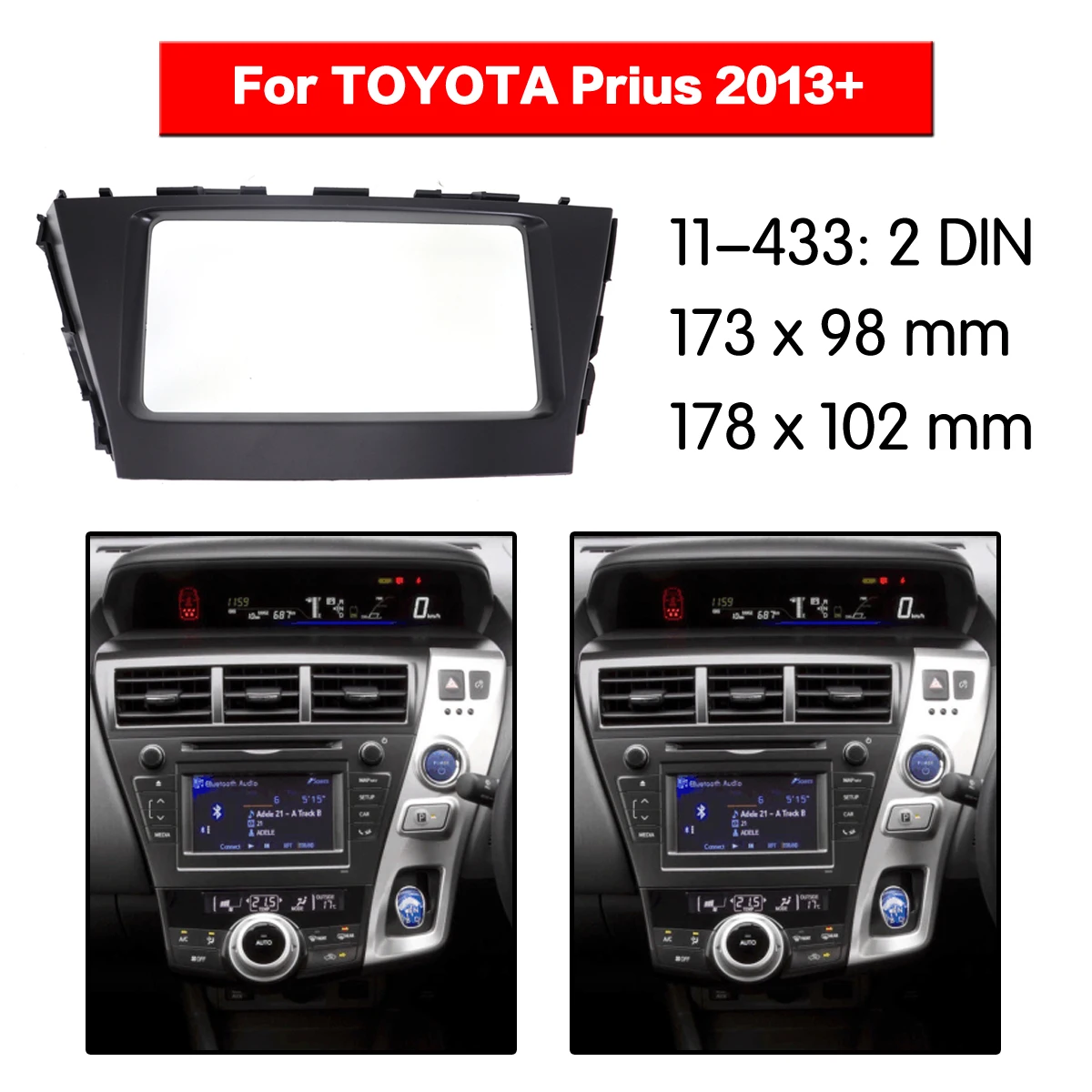 

Car Radio Fascias Video Player Panel Frame For Toyota Prius+ 2013+ Stereo 2 Din Cover Frame Accessories Modification