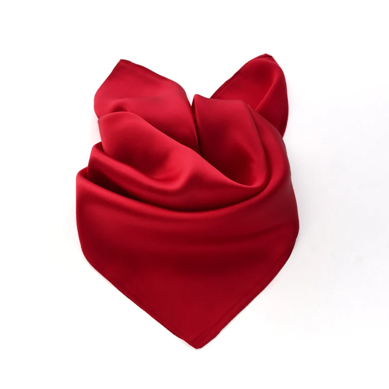 Red 100% natural silk scarf small women neck scarf luxury real silk 50*50 square hijab scarves ladies spring autumn