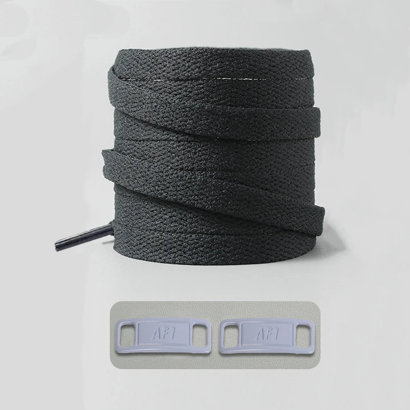 Timeless Black & White Flat Shoelaces with Metal Buckle Shoe Accessories