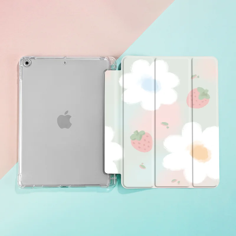 Floral Tablet Case with Pencil Holder and Sleep/Wake Feature