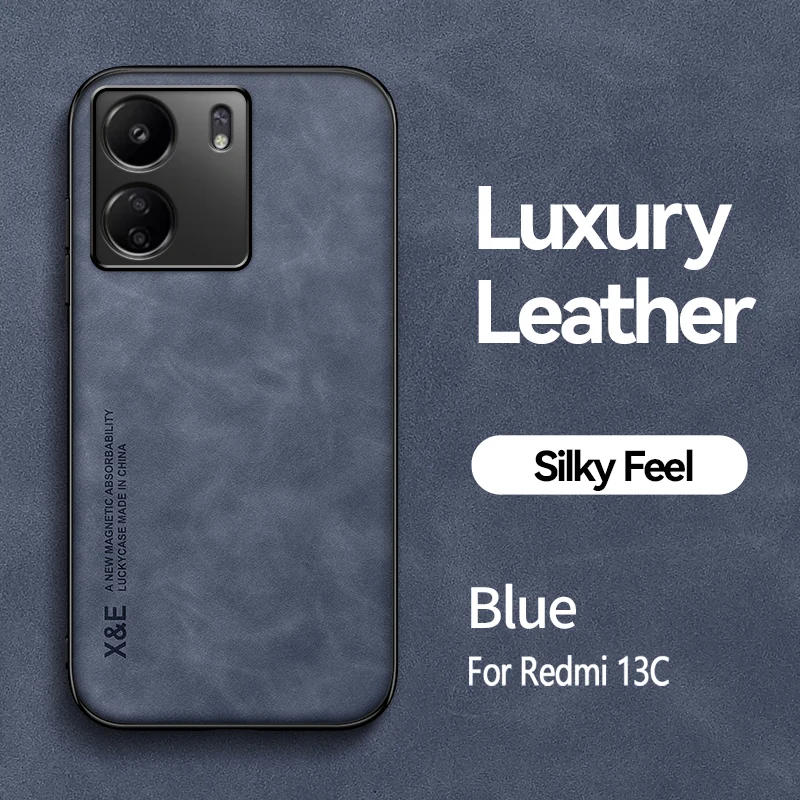 Luxury Magnetic Car Holder Leather Phone Case with Silicone Back Cover